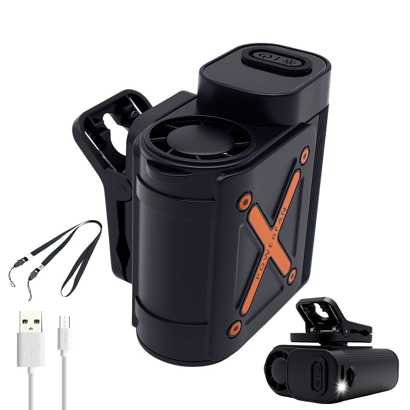 Ventola con Clip in Vita,Ventilatore da Cintura,40000 giri/min,Ricarica USB, da Collo, a Mano, Clip per Vita, Clip per Ombrello,Portatile Ricaricabile per Sport all'aria Aperta