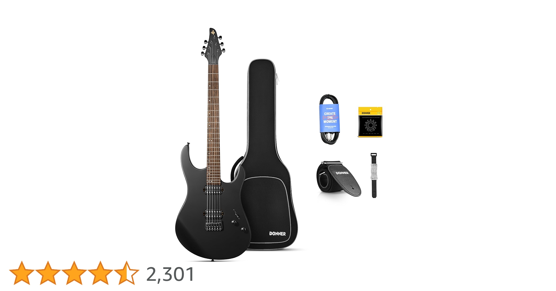 Donner Solid Body DMT-100 39 Inch Metal Electric Guitar with H-H