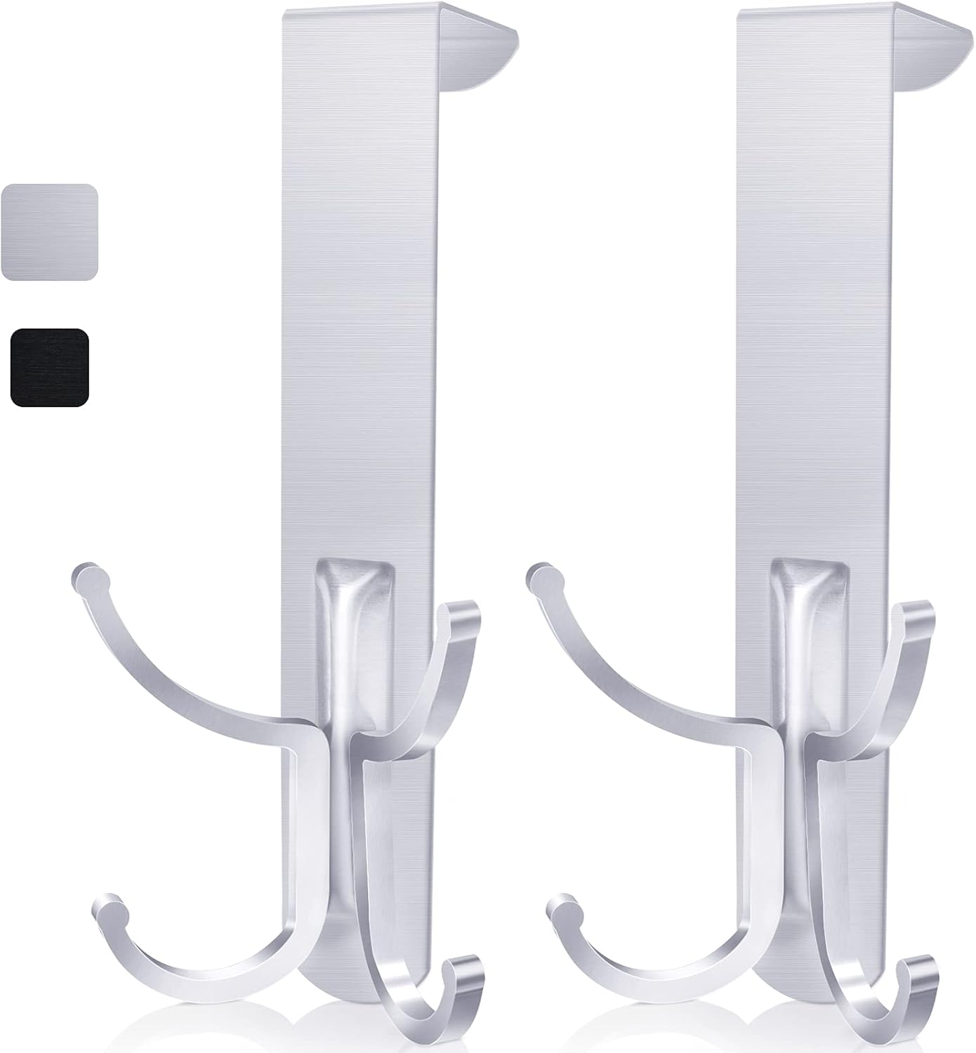 ACMETOP Over The Door Hooks 2 Pack Heavy Duty Door Hanger Over Door Hooks for Hanging Clothes Towels Hats Bags -4 Hooks Aluminum Brush Finish (Matte Black) : Industrial & Scientific