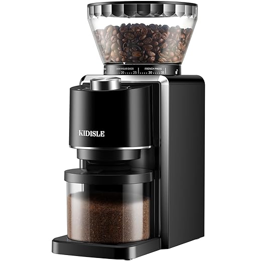 Conical Burr Coffee Grinder, Electric Coffee Bean Grinder for Precise Grinding, 35 Settings, 2–12 Cup Selector, Anti-Static Design for Home Use, Black