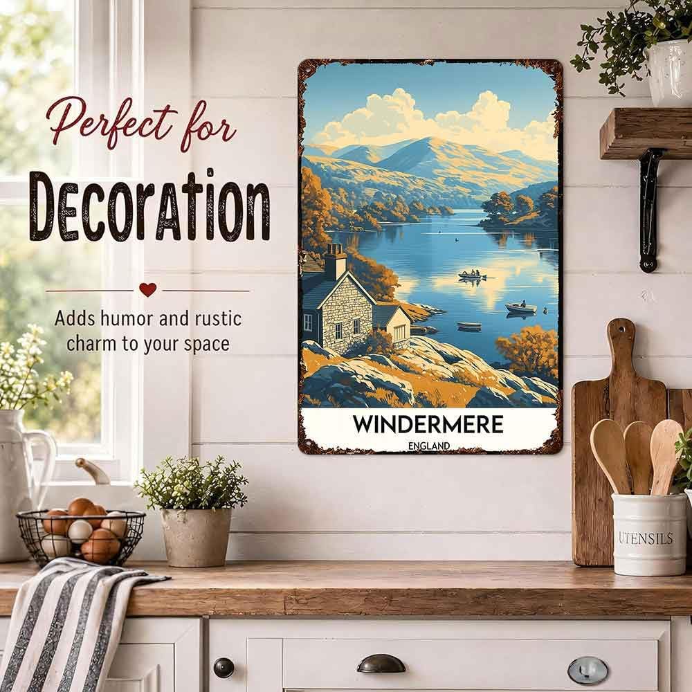 Windermere England Landscape Vintage Travel Aluminum Metal Sign 8 x 12 Inch image 3