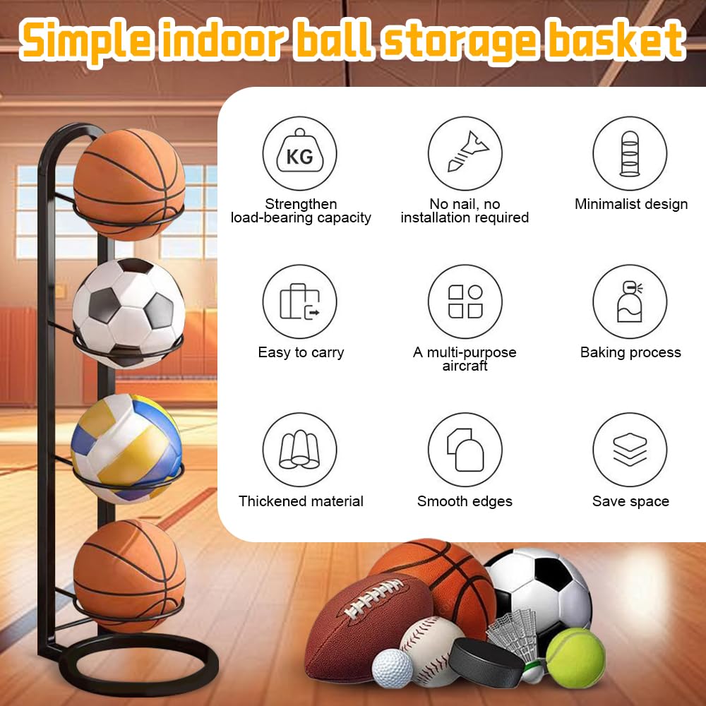 Estante De Almacenamiento De Pelotas, 4 Niveles Soporte Balon Futbol, Almacenamiento Vertical De Pelotas, Estante Vertical De Almacenamiento para Pelotas De Baloncesto para Balones