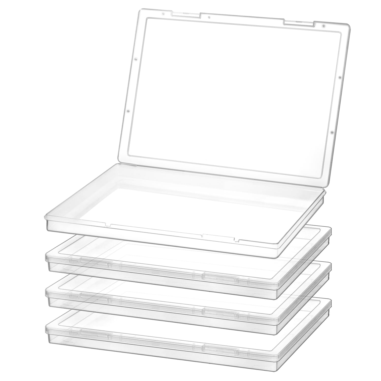 Denkee 4-Pack Large Plastic Project Cases - 13.98x10.63x1.57 Inch, Stackable File Storage With Handle For A4 Paper - View #7