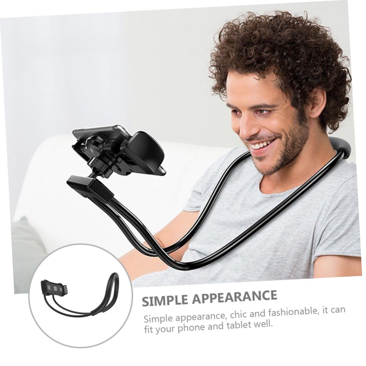 Soporte para Teléfono Móvil y Colgante Cuello Soporte Flexible para Tabletas y Celulares Diseño Práctico y Portátil para Casa Oficina y Coche Color Negro Elegante
