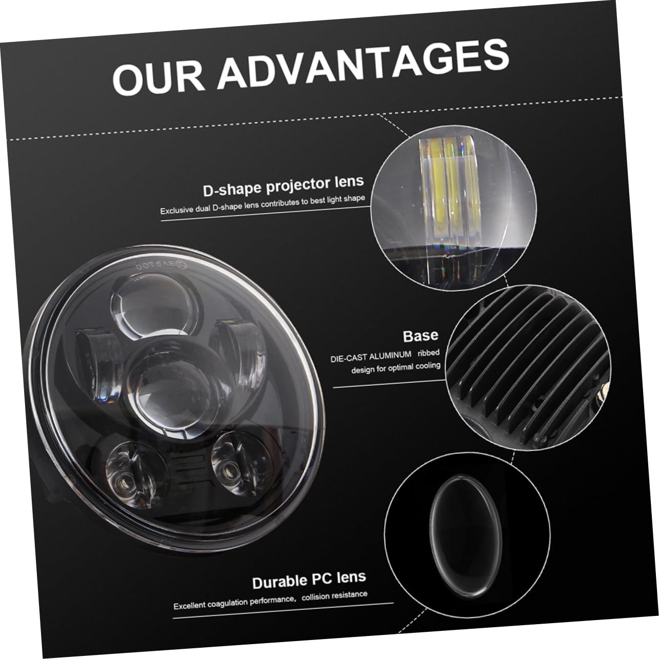 Mikikit 1pezzi Faro Anteriore LED per Moto Faro Rotondo in Alluminio Design Angel Eye Elevata Luminosità e Impermeabilità per Condizioni di Scarsa Visibilità