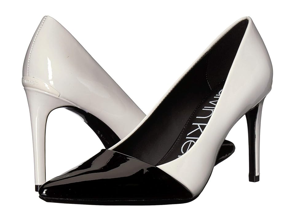 

Calvin Klein Roslyn (Platinum White/Black Patent Smooth/Patent) Women's Sandals
