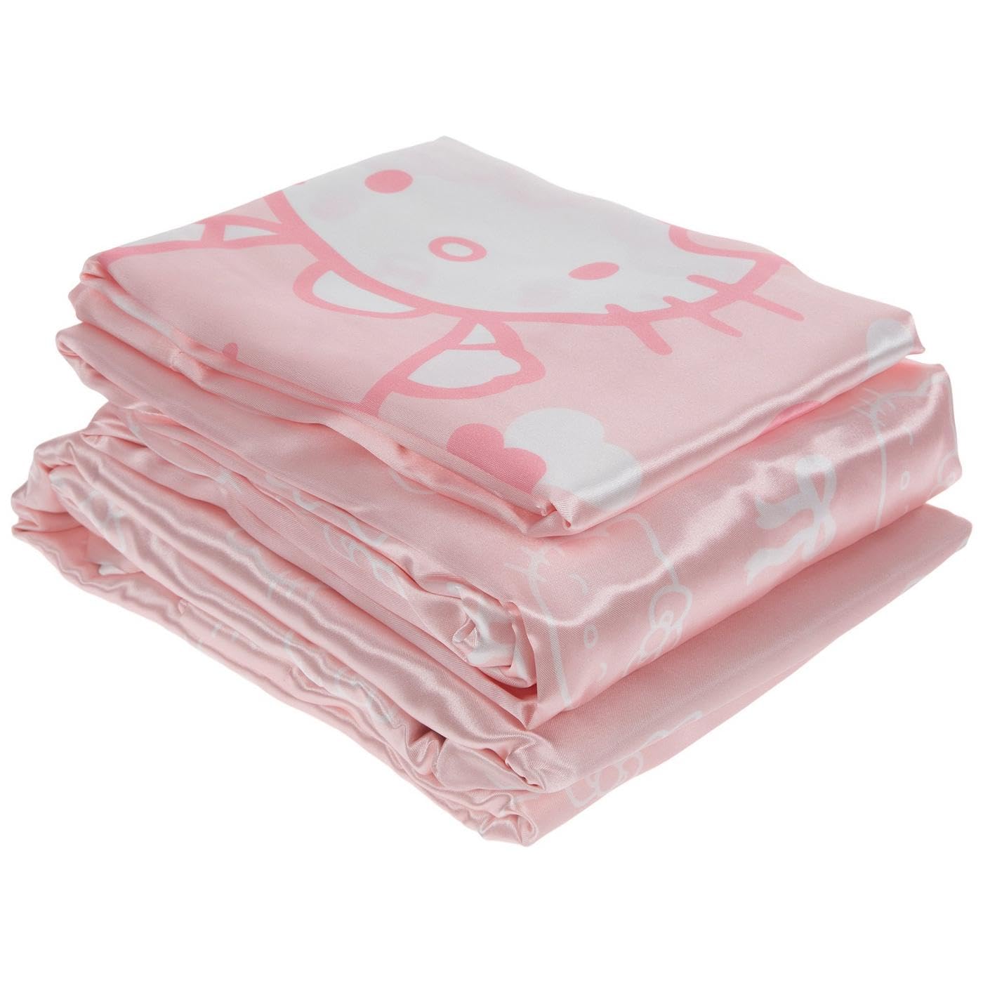 Hobby Lobby Hello Kitty Queen Sheet Set, Pink, White, Includes 1 Flat Sheet, 1 Fitted Sheet, 2 Pillowcases, Bows, Hearts, Strawberries