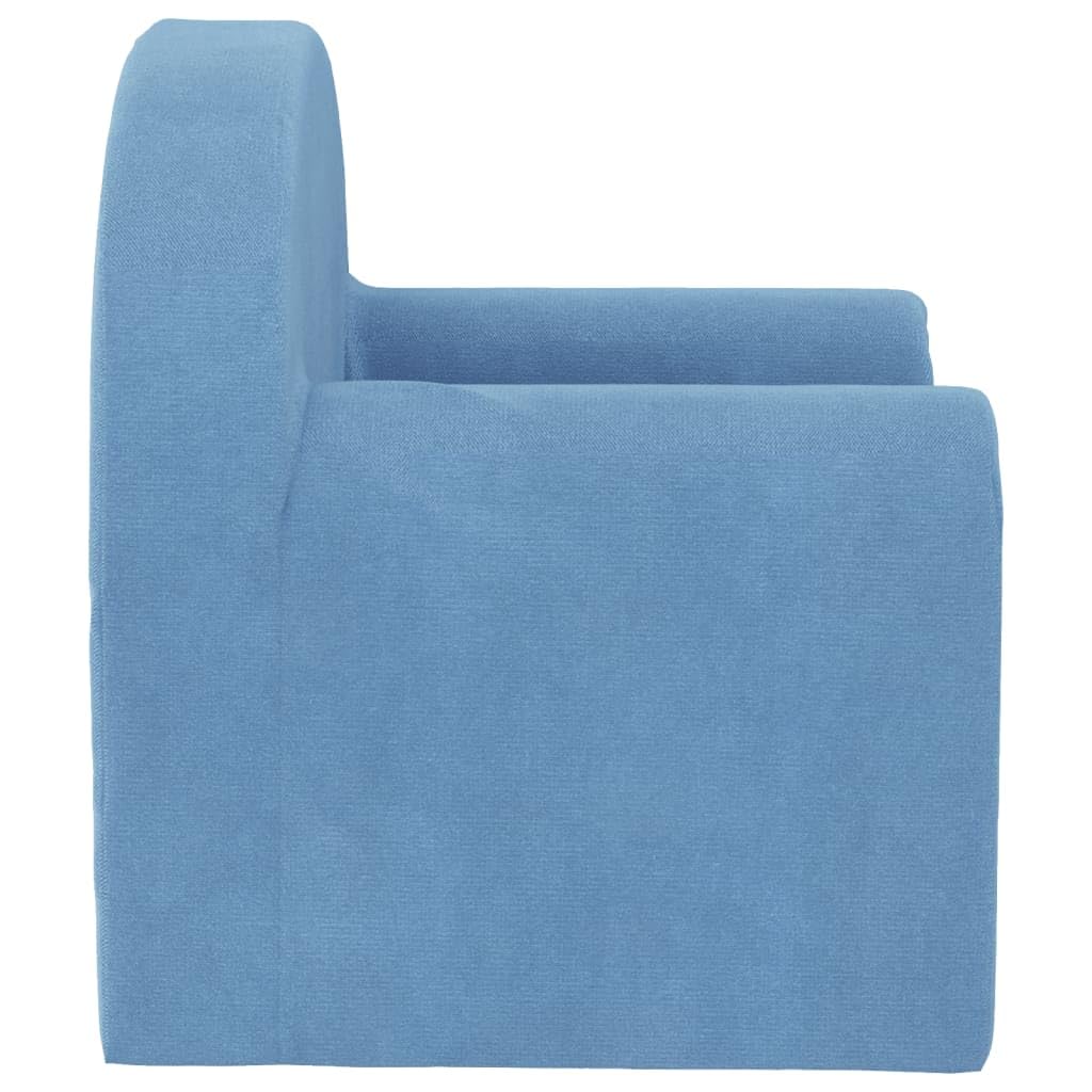 vidaXL Canapé pour Enfants, Siège avec Accoudoirs, Fauteuil avec Dossier pour Tout-Petits, Meuble de Chambre Maison, Bleu Peluche Douce