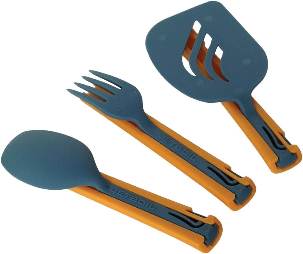Jetset Stowable Camping Utensil Set, Grey Orange