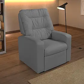 Poltrona Reclinável do Vovô Cinza Confortável para Sala e Descanso