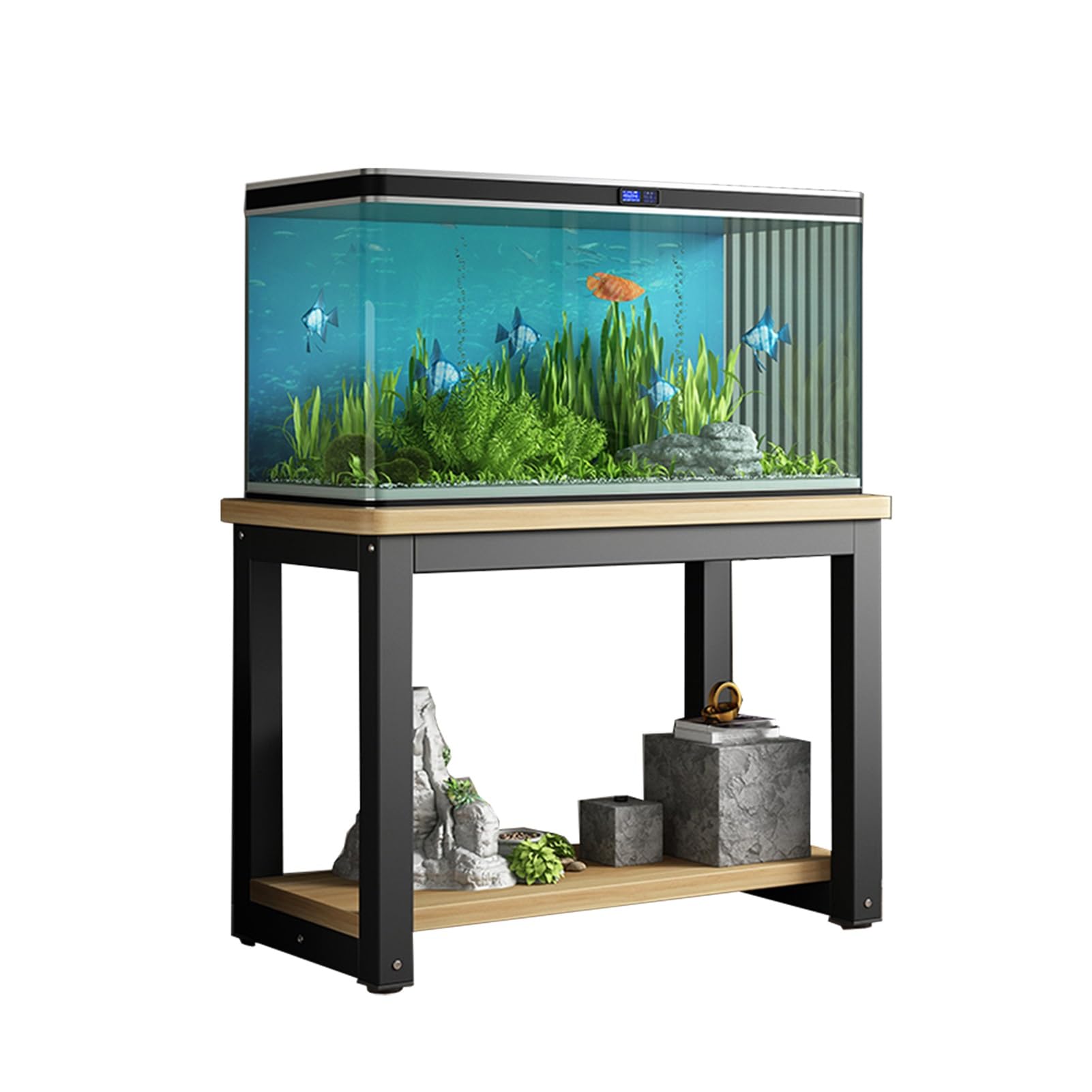 Armario base negro con alfombrillas antideslizantes, elegante mesa de tanque para sala de estar y hábitat de reptiles, 120 x 50 cm / 47.25 x 19.3 in