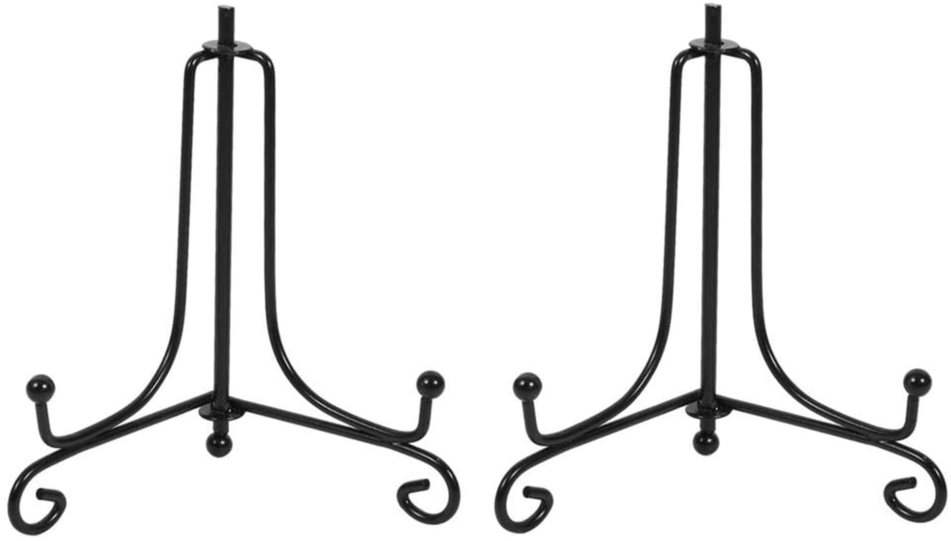 DELFINO Iron Display Stand, Black Iron Easel Plate Display Photo Holder Stand, Anti-Slip Stands Book Display Stands Displays Picture Frames, Decorative Plates, Tablets and Art 4 Inch(2 Pack)