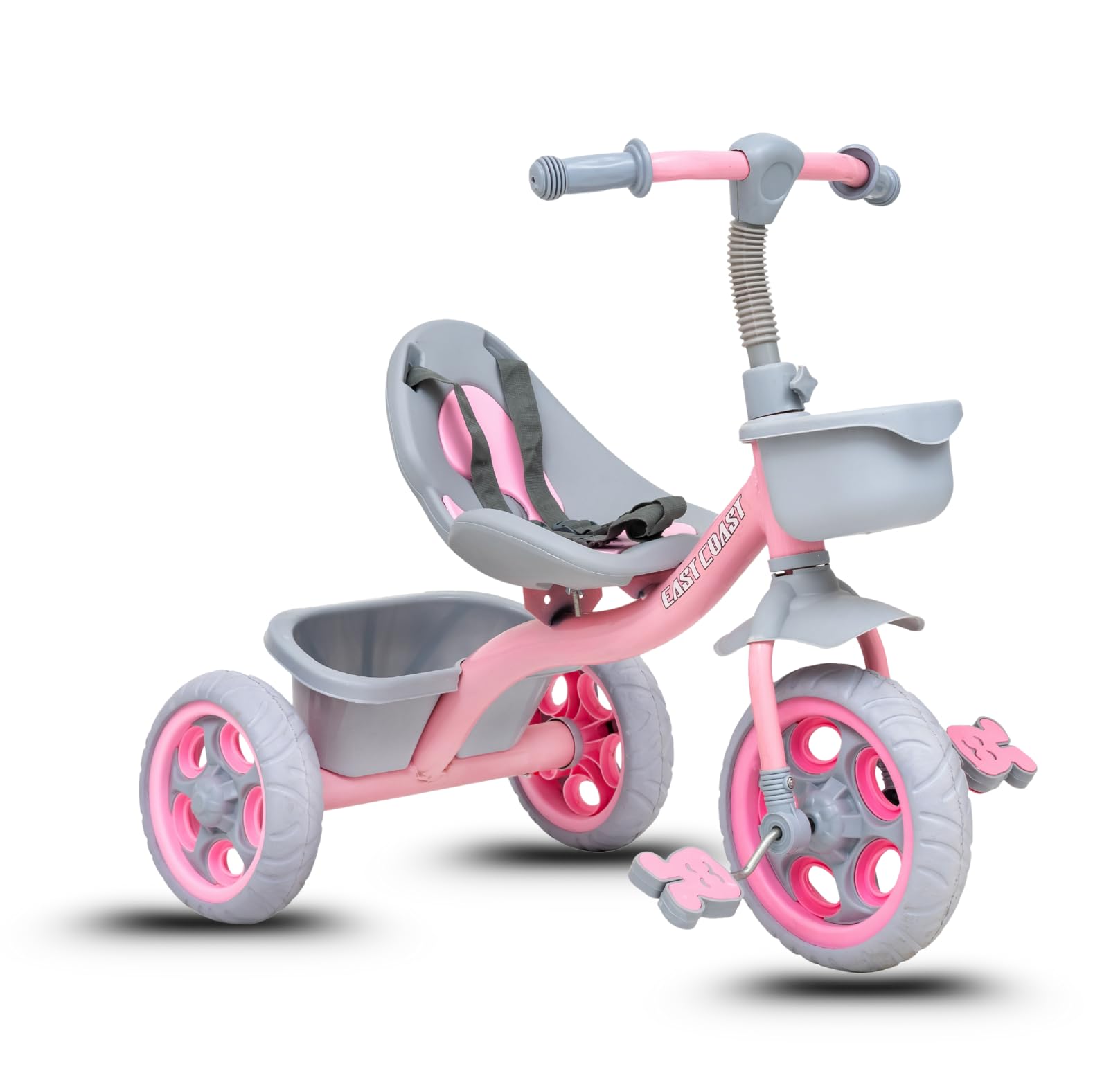 EAST COAST Tricycle for Kids | Junior Cycle for Baby/Kids 2+ Years with Storage Basket, Cushion Seat and Seat Belt with Carrying Capacity 30 Kgs (No Parent Control- Pink)-image-45