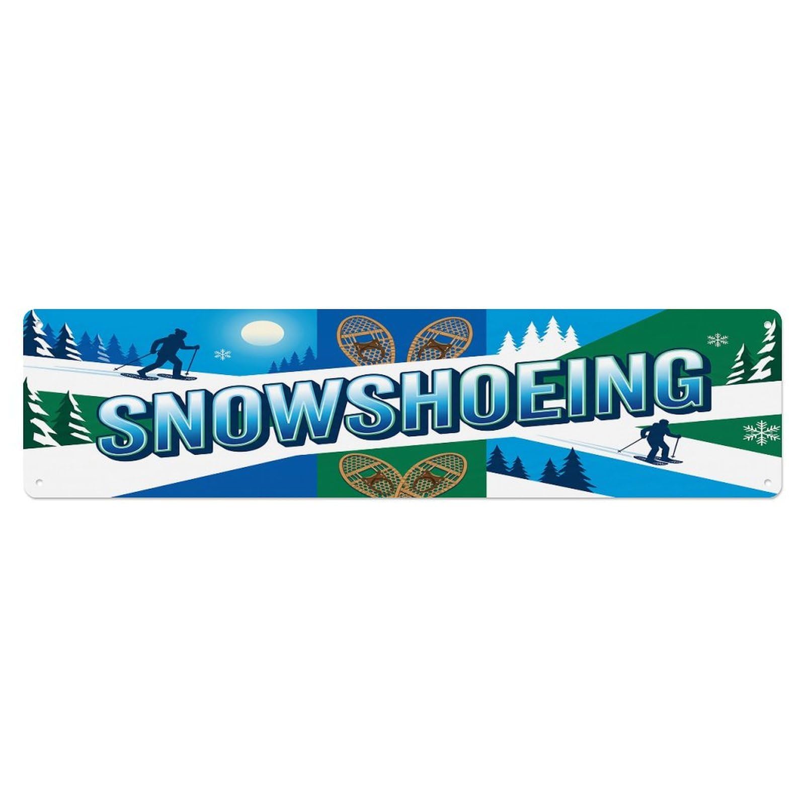 Cmhok Vintage Style Vintage Snowshoeing Outdoor Activity Sports Metal Tin Sign Wall Decor For Cafe, Club, Garden Metal Poster 4X16inch