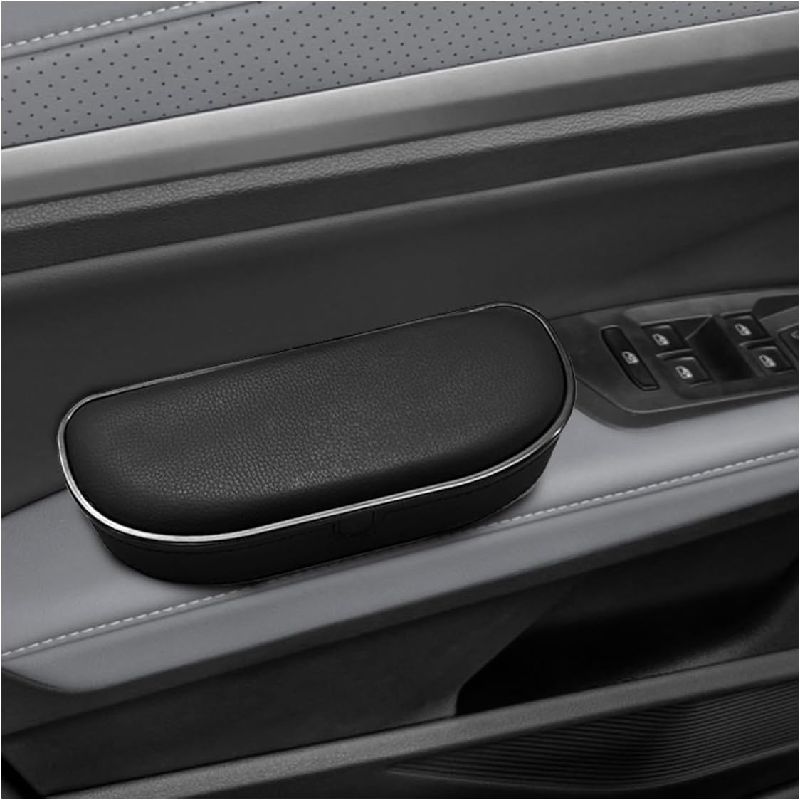 Car Armrest Support Cover, Leather Left Elbow Rest Extender with Storage Box, Adjustable Height Car Side Door Armrest Pillow Cushion Pad Relieve Driver Arm Fatigue for Driver&Passenger(Black)