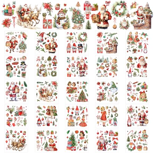 Dispowreath 25 Sheets Christmas Rub on Transfers for Crafts and Furniture