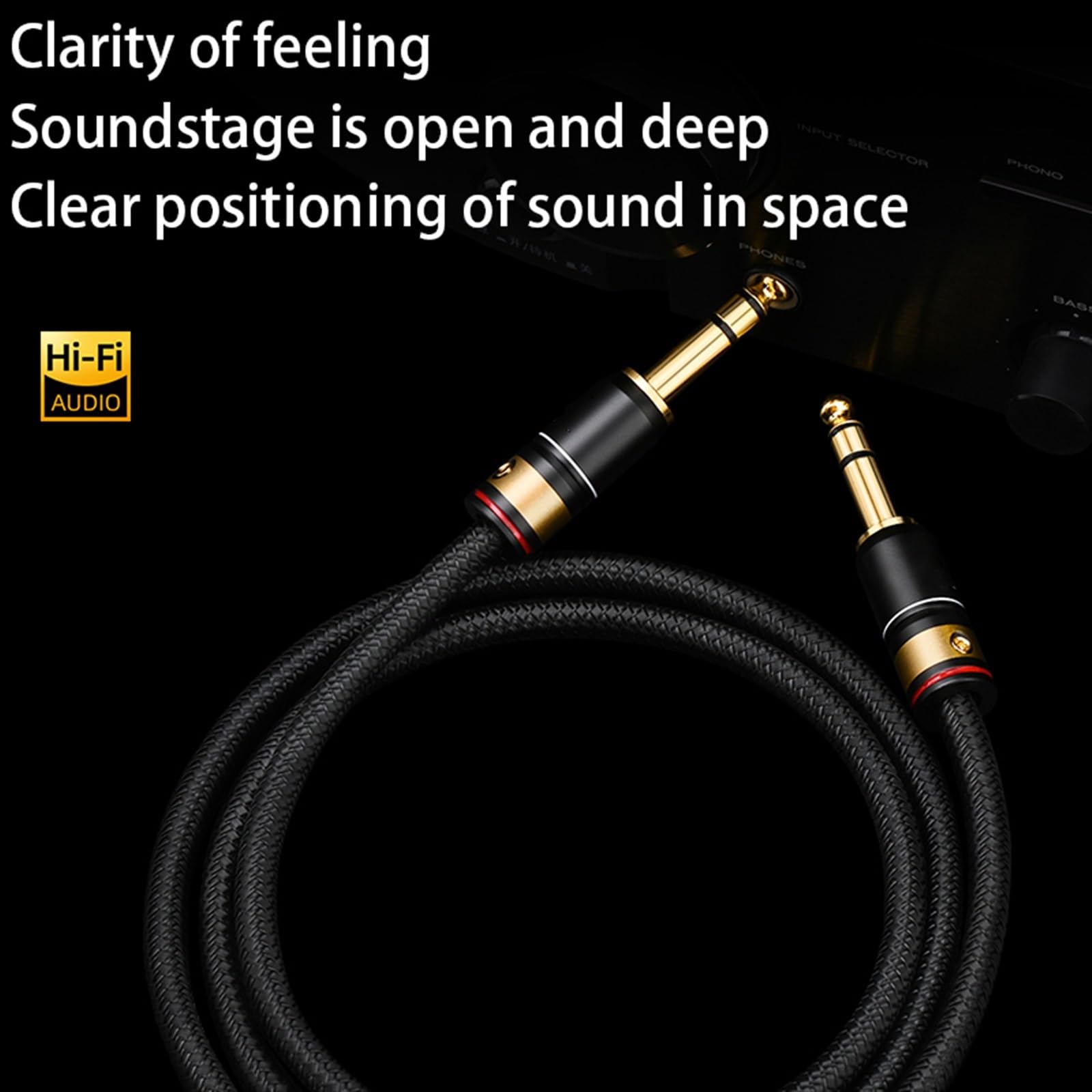 akcesoria do gitary Kabel Do Instrumentów Gitarowych 6.35mm 1/4 TRS Stereofoniczny Kabel Audio Do Gitary Elektrycznej Wzmacniacz Basowy Mandolina (Color : 2m)