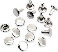 Vista 9 de CRAFTMEMORE Remache de cuero de 0.354 in x 0.472 in, remaches de doble tapa, remaches tubulares de metal rápido, remaches de cuero, 50