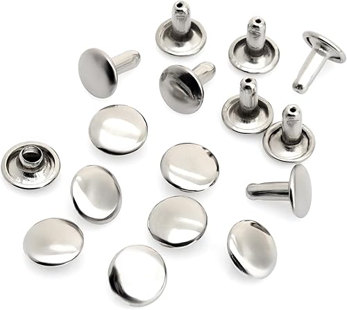 Miniatura 9 de CRAFTMEMORE Remache de cuero de 0.354 in x 0.472 in, remaches de doble tapa, remaches tubulares de metal rápido, remaches de cuero, 50