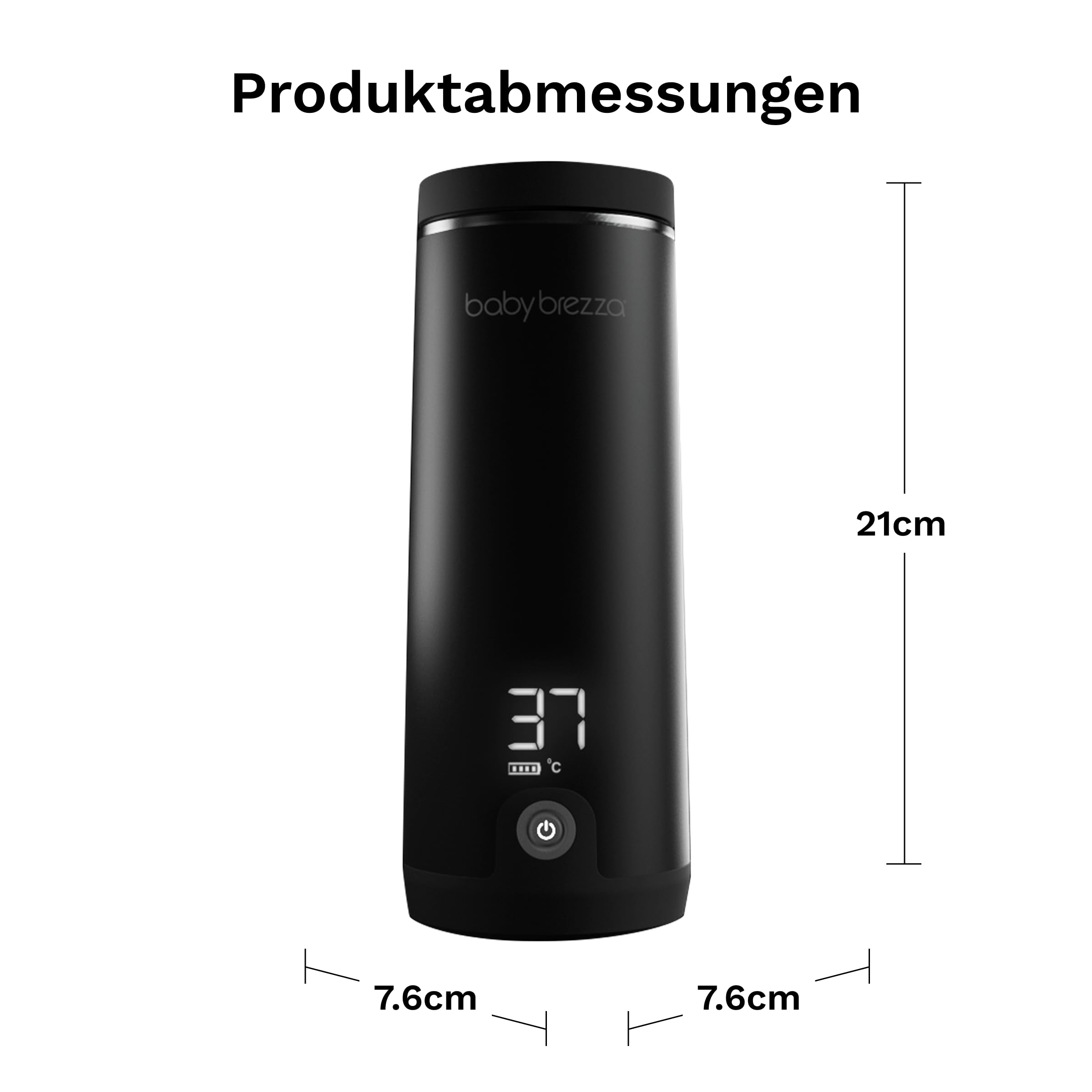 Baby Brezza SuperFast Superschneller tragbarer Muttermilch- und Wasserwärmer für die Reise Schwarz – 67% schneller – Kabellos & wiederaufladbar über USB-C – Edelstahl – 4 Temperaturstufen – 270 ml