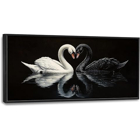 Swan Wall Art Black and White Pictures Wall Decor Large Goose Canvas Prints Framed Artwork Paintings Home Decorations for Living Room Dinning Room Bedroom Bathroom 60