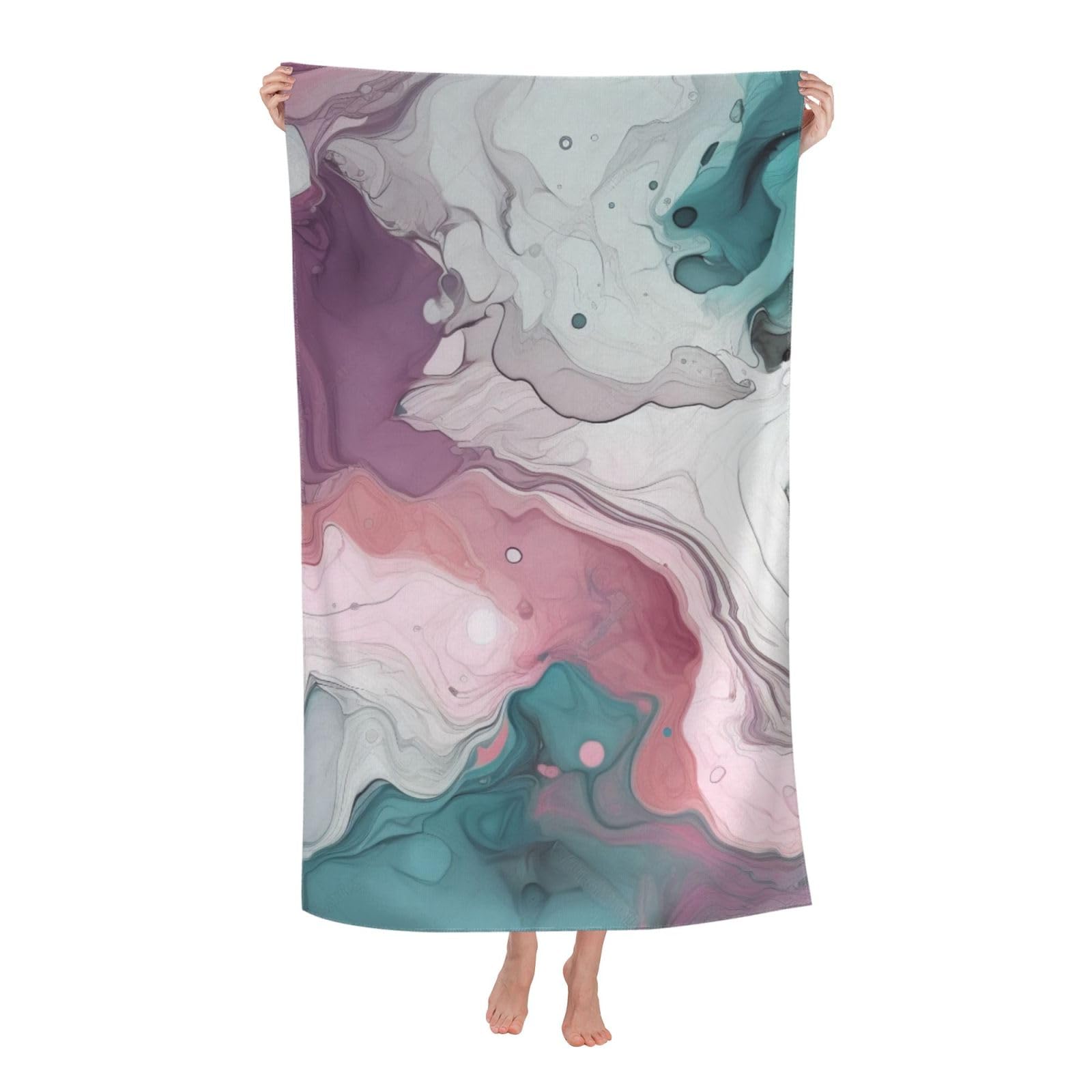 BWWHCCTI Abstract Marble Printed Quick Dry Bath Towel, Soft Microfiber Towels Fast Drying Beach Towels for Travel,Camping,Gym,Swimming,Yoga