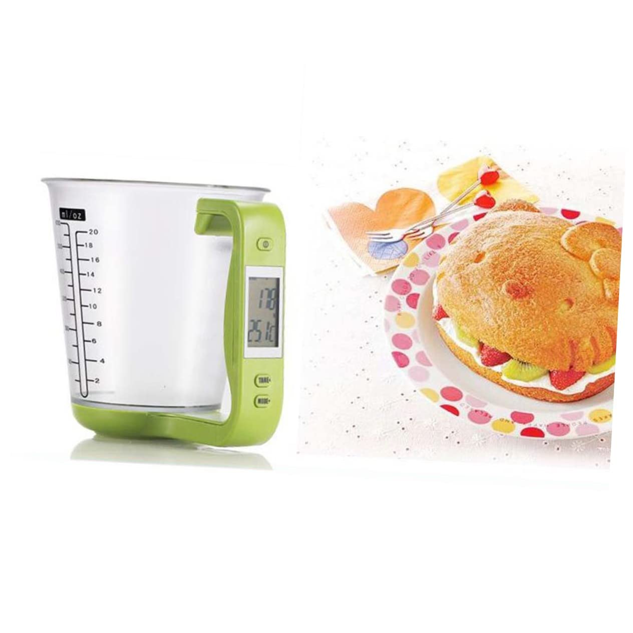 Tasse à Mesurer Numérique Multifonction 1000 g Précision 1 g Pc Et Abs Écran Lcd Vert Clair Cuisine Et Préparation Alimentaire