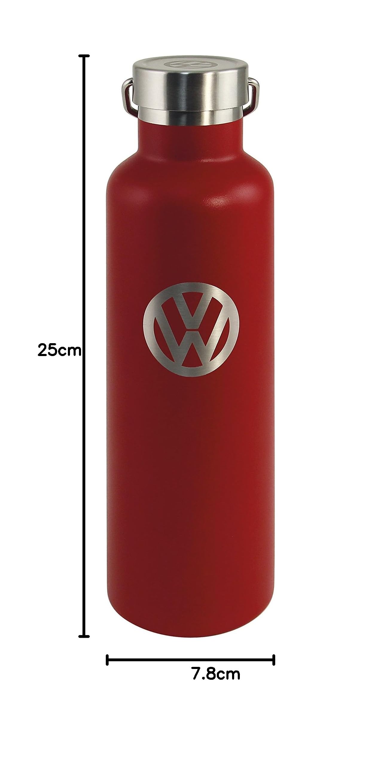 BRISA VW Collection - Edelstahl Trinkflasche Doppelwandig | Volkswagen Tumbler Reisebecher Thermobecher Isoliertrinkflasche, Camping Geschenk Rostfrei Pulverbeschichtet, 735 ml, Rot