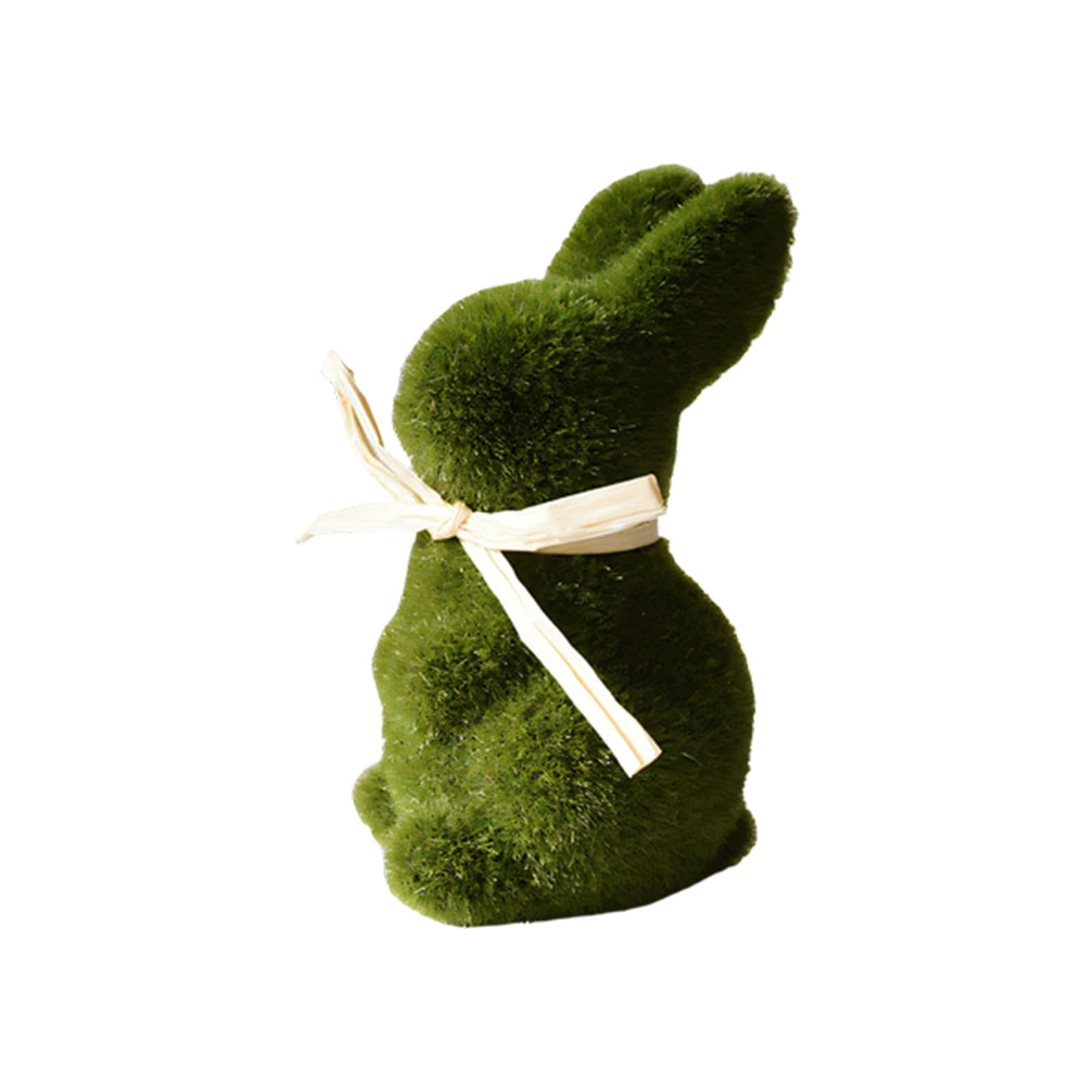 Meiliyizu Delicate Flocking Moss Rabbits Figurine Ornament Decorative for Spring Themed Parties Faux Mosses Conies