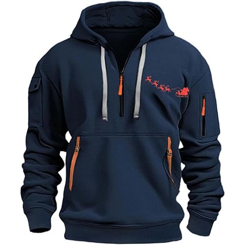 Men Sweatshirts,Half Zip Hoodie Men Pullover Tactical Sweatshirt Vintage Long Sleeve Casual Hoodie with Pockets