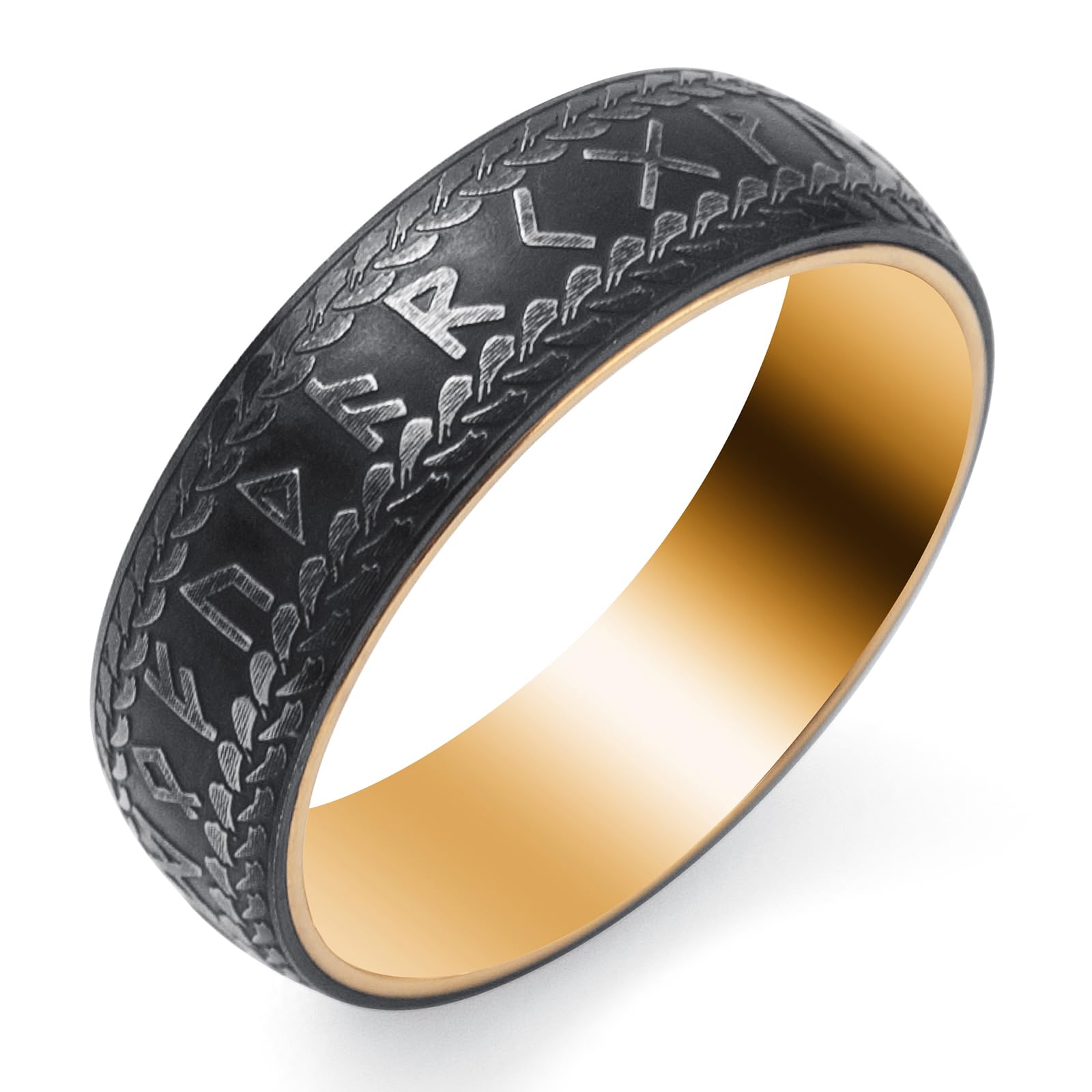 KIRTIJW Viking Rings for Men Norse Viking Raven Runes Vegvisir Compass Amulet Ring Jewelry for Men Women Boys Size 7-13