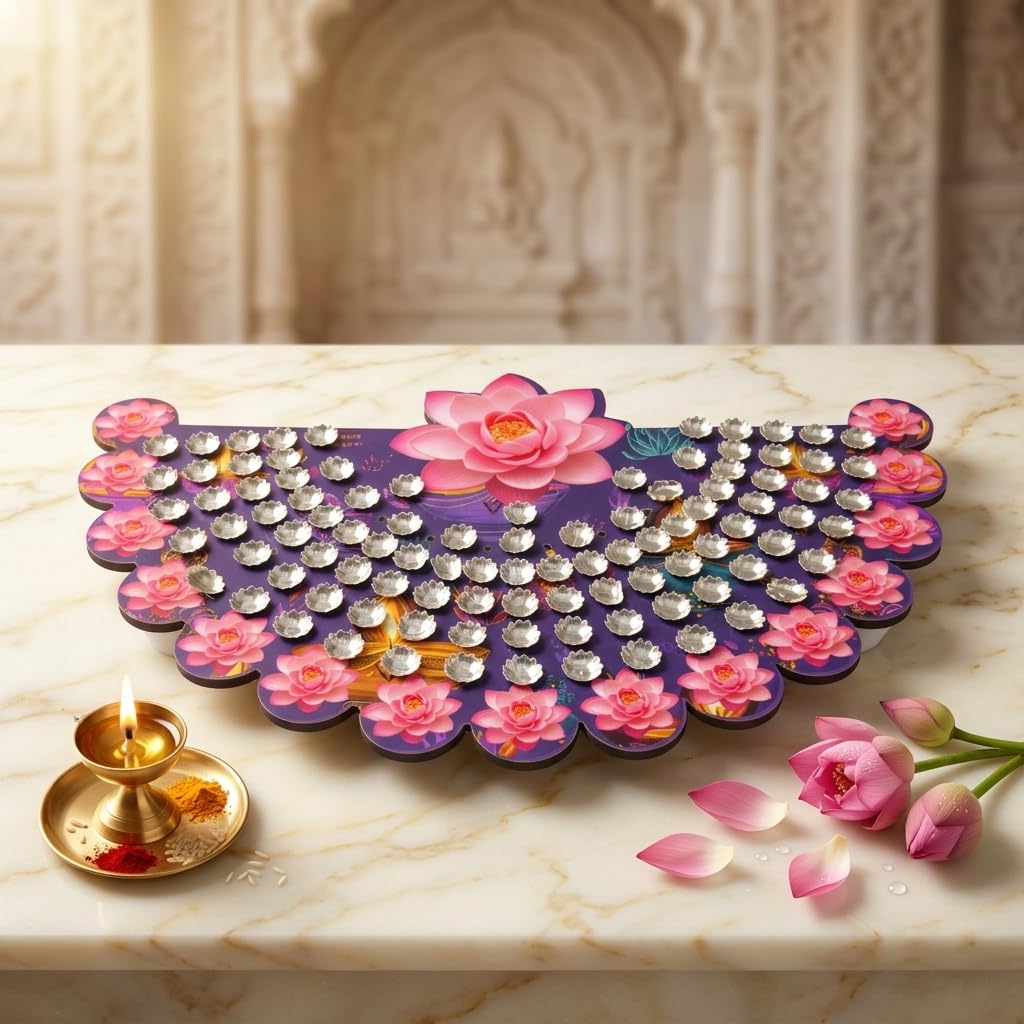 Ashtotram Stand 108 Flower Stand for Puja, Premium MDF Base with Digital Print, Puja Chowki for Ashtottara Archana-image-2