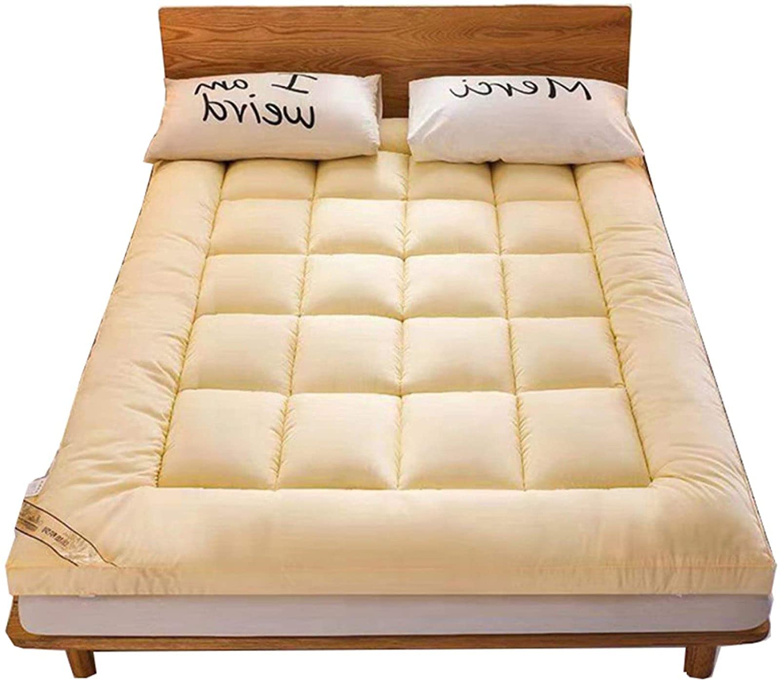 SetSailW Tradizionale Giapponese Futon, Thick Futon Materasso, Matrimoniale Dormitorio Materasso, Portatile Pieghevole Materasso da Terra Tatami,Yellow-150x200cm