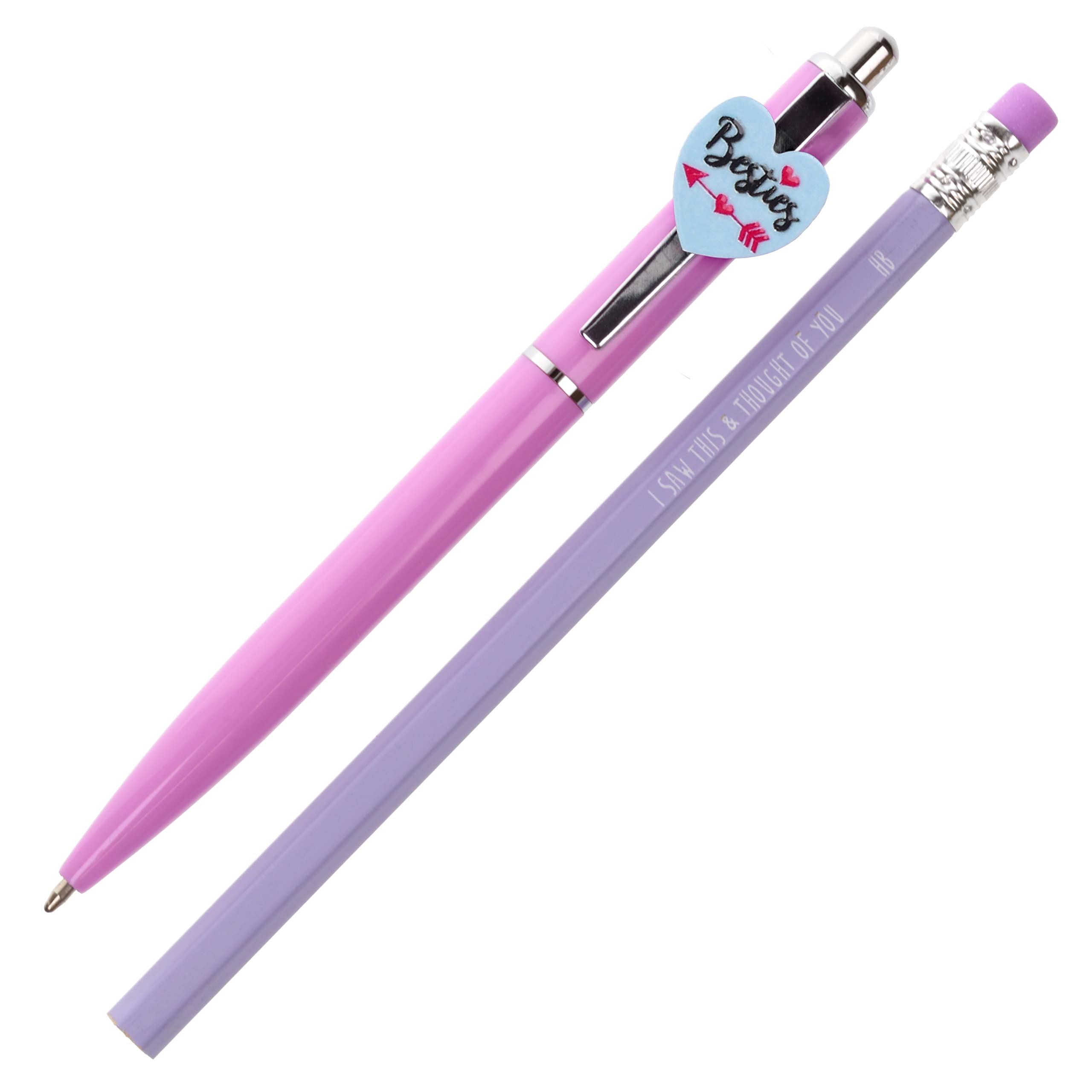 Stands Out, Supplying Outstanding Gifts Besties Heart Arrow Pen and Pencil Set Kids Charm Topper School Stationary Kits Gift