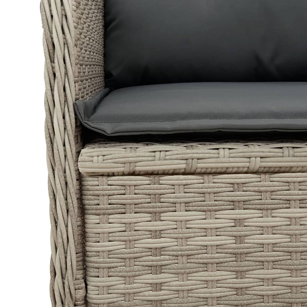 Divano Giardino Polyrattan Grigio Chiaro 67x67x95 cm | Cuscino seduta sfoderabile lavabile, 2 cuscini schienale, design modulare, 110 kg portata