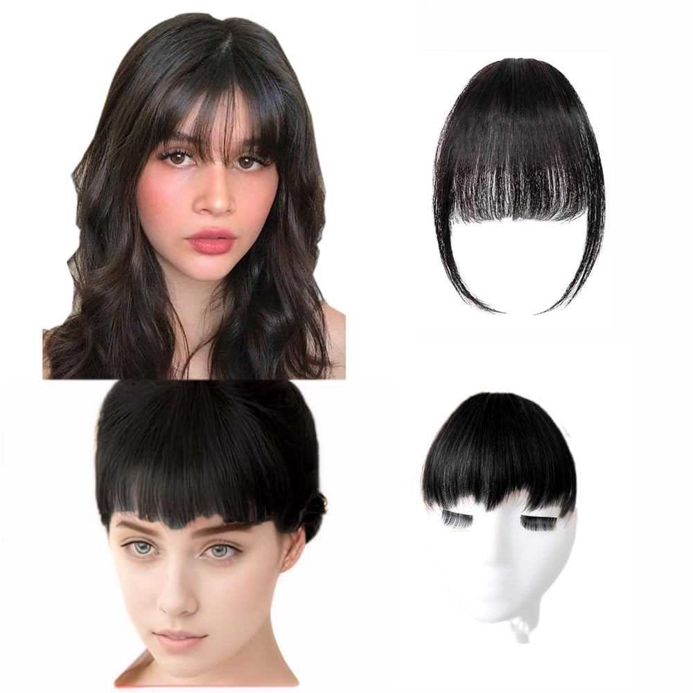 2 Pièces Extension Cheveux Naturel Frange Clip Perruque Femme Barrette Femme Postiche Capillaire Chouchou Cheveux Accessoire Coiffure
