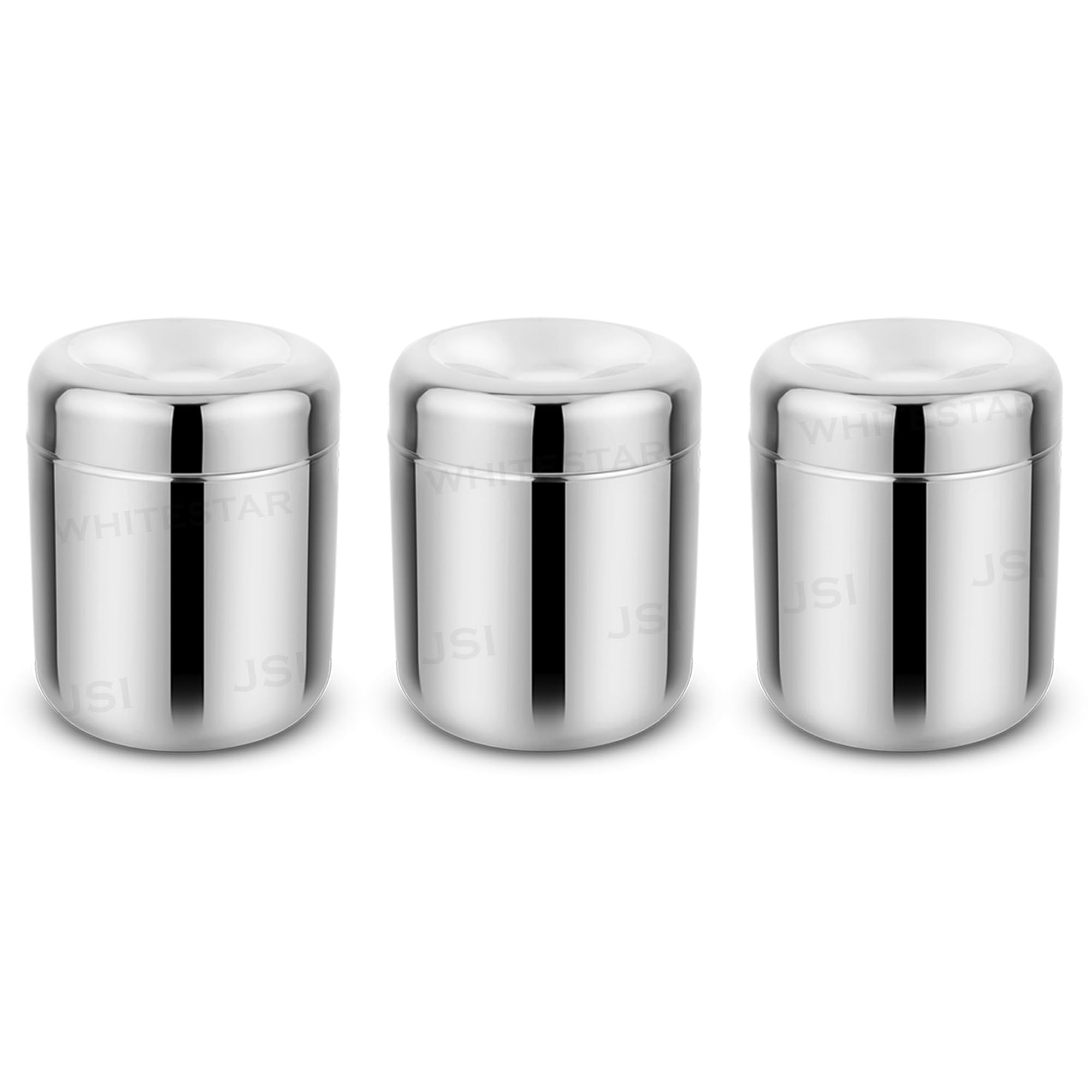 WHITE STAR 3-Piece Stainless Steel Canisters for Kitchen, 3Pcs - 700 ML | Safeguards Food Freshness Over Time | Scratch-Resistant & Shimmering Finish | Culinary-Grade Stainless Steel