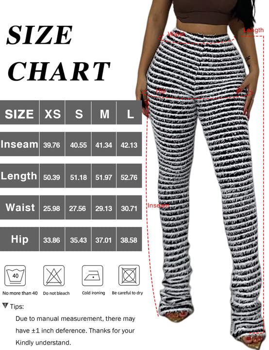 Yimoon Stacked Fuzzy Pants Women Black and White Zebra Print High Waisted Striped Y2K Leggings2