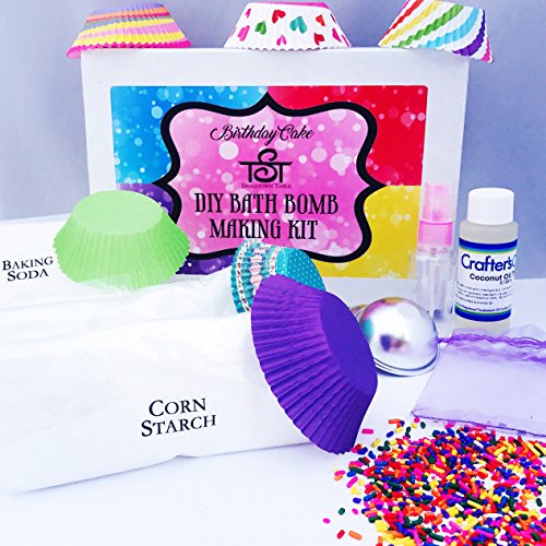 DIY Bath Bomb Starter Kit BIRTHDAY CAKE Essential oil, High Grade Coconut oil Makes 8-16 Lush ROUND Bath Bombs Metal Mol