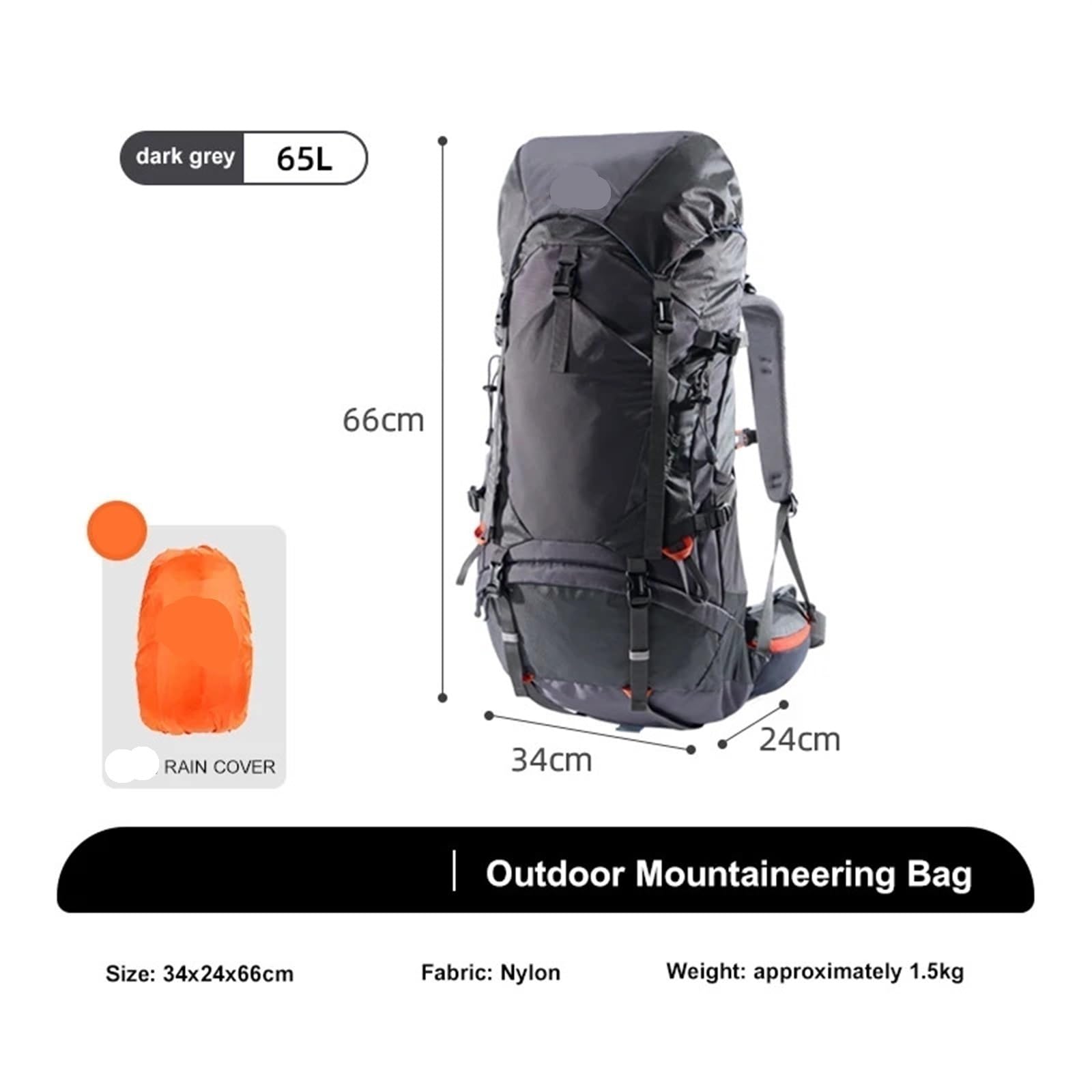 Zaino da trekking da 65 litri Borse da alpinismo professionali impermeabili for uomo Zaino da viaggio da campeggio di grande capacità