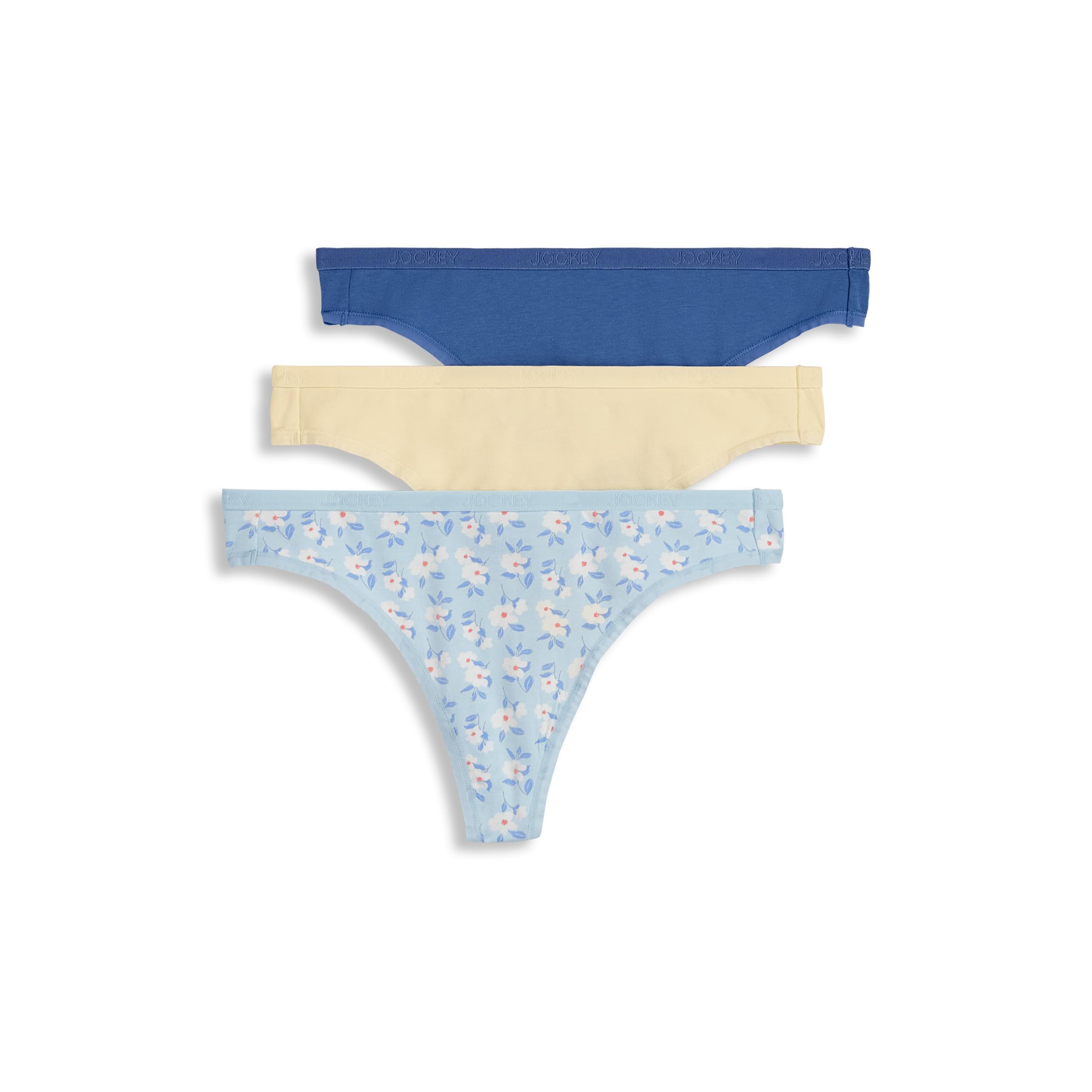 Jockey Tanga elástica con logotipo de algodón orgánico para mujer, paquete de 3