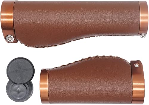 Miniatura 3 de Empuñaduras de mango de bicicleta de 135/3.740 in de largo y corto agarre antideslizante de cuero de microfibra de PVC, ergonómico, cosido a mano,