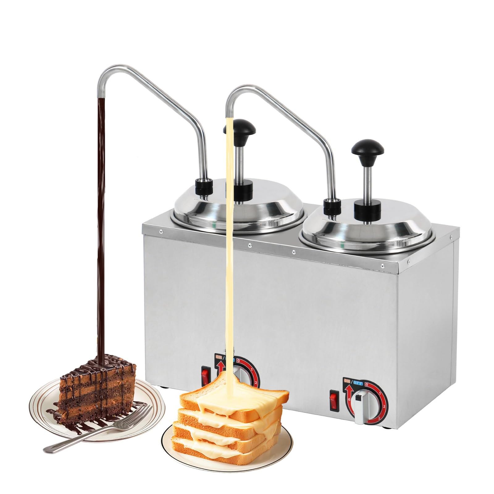 JKJZSALJ Electric Sauce Melting Machine With Adjustable Temperature And Pump For Hot Cheese Caramel Dispensing,Double