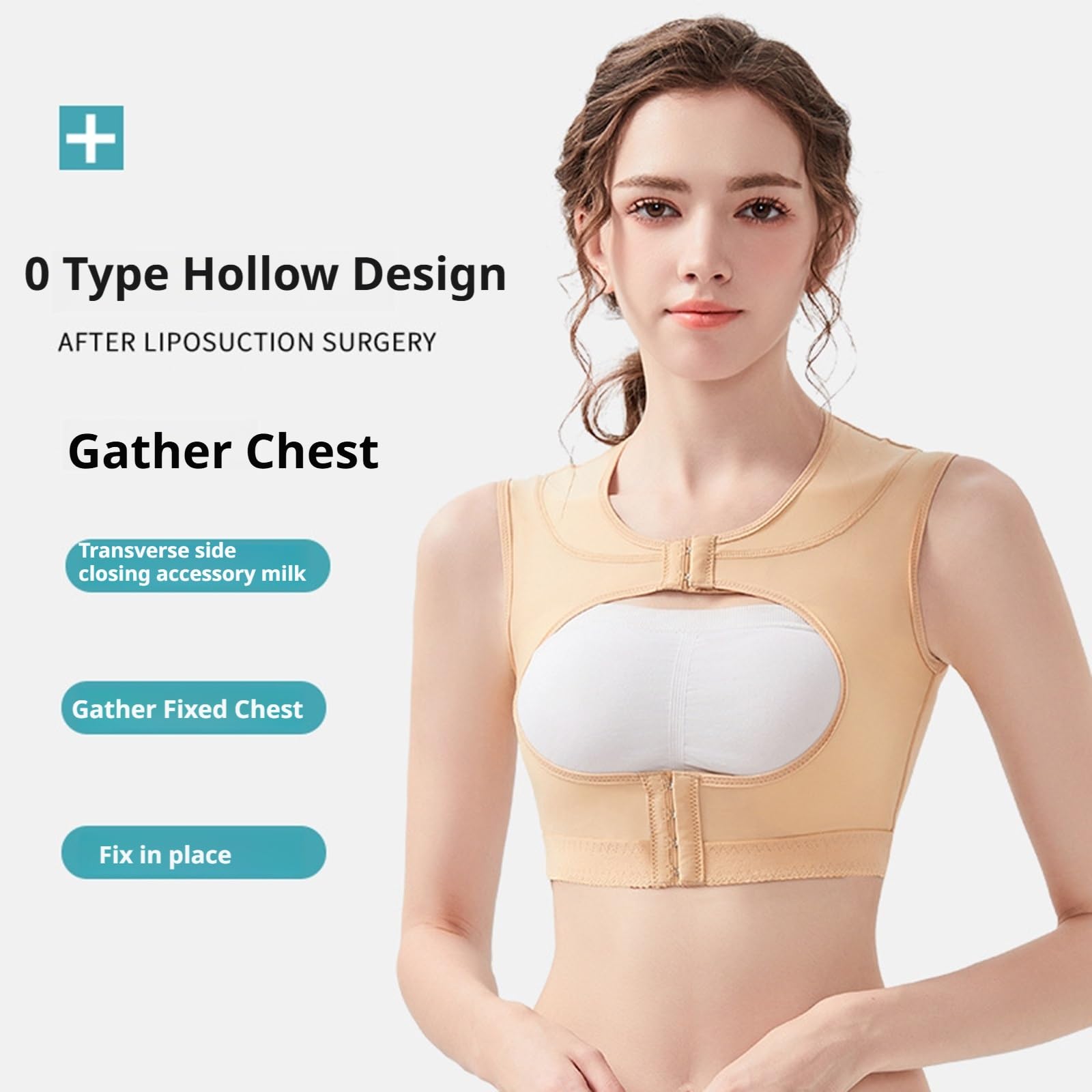 Faja Moldeadora Corporal Post-liposucción Para Mujer Corsé Para Embellecer La Espalda, Corregir La Postura Del Pecho Y La Espalda, Con Broche Delantero(Skin,XXL)