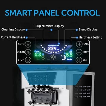 Commercial Soft Serve Ice Cream Maker Machine 2200W - 5.8 to 8 Gal/Hr High Output with LCD Display & Auto Clean Function, Pre-Cooling System for Restaurants, Snack Shops, Cafes