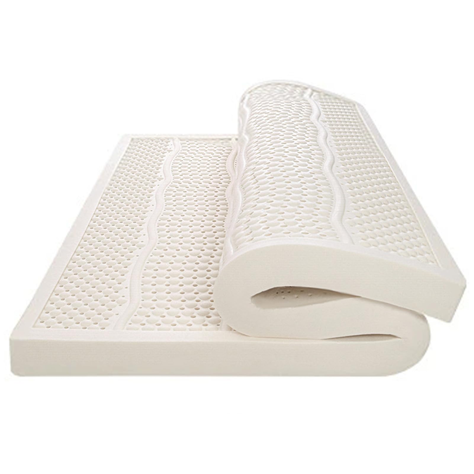 BIWKONI Natural Latex Mattress Topper Breathable Rebound Latex Bed Pad for Side Sleepers Zonal Support Pressure Relieving 10cm