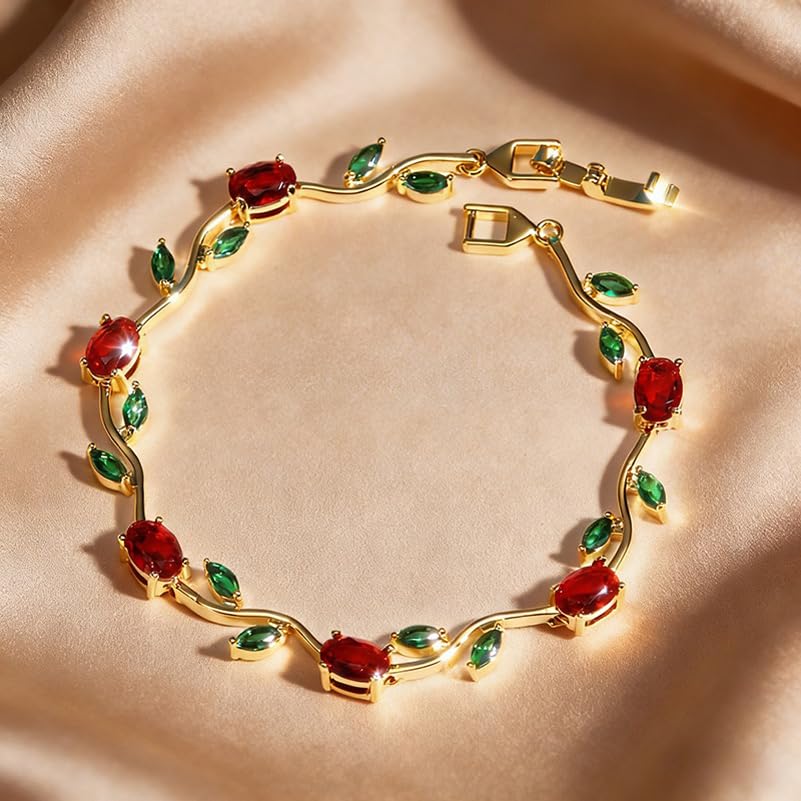 Image of Shining Diva Fashion Tulip Bracelet for Women, Floral Crystal, Anti Tarnish Jewellery Stylish Bracelet Gifts for Girls