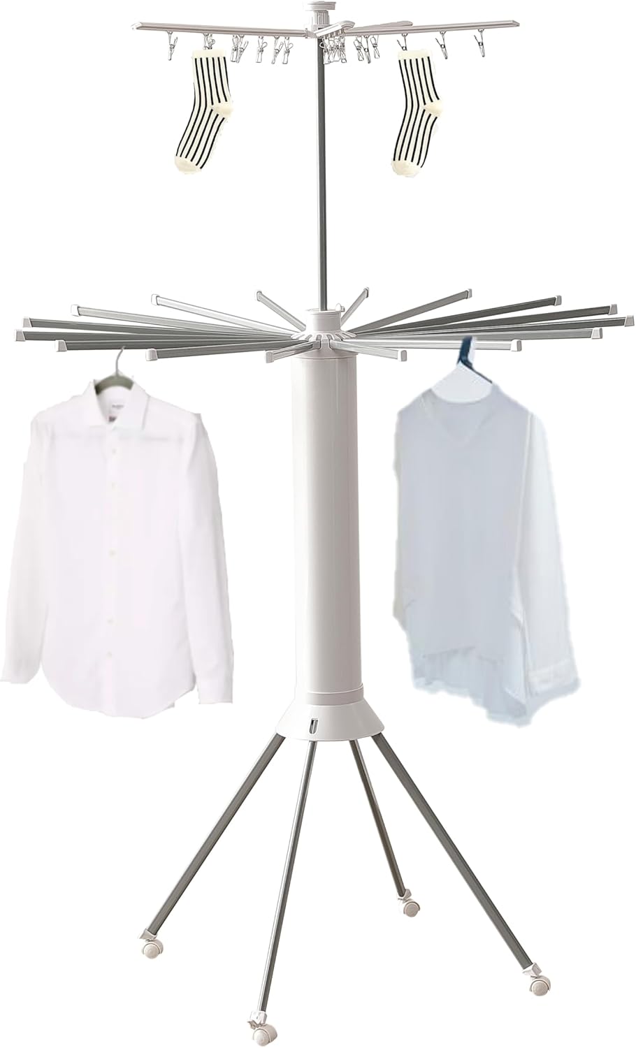 Laundry Racks for Drying Clothes, 2-Level Octopus Clothes Drying Rack Foldable and Poolside-Aluminum Hanger Clothing-Dryer Racks For Laundry Drying Indoor Outdoor Bedroom Household Carbon Metal