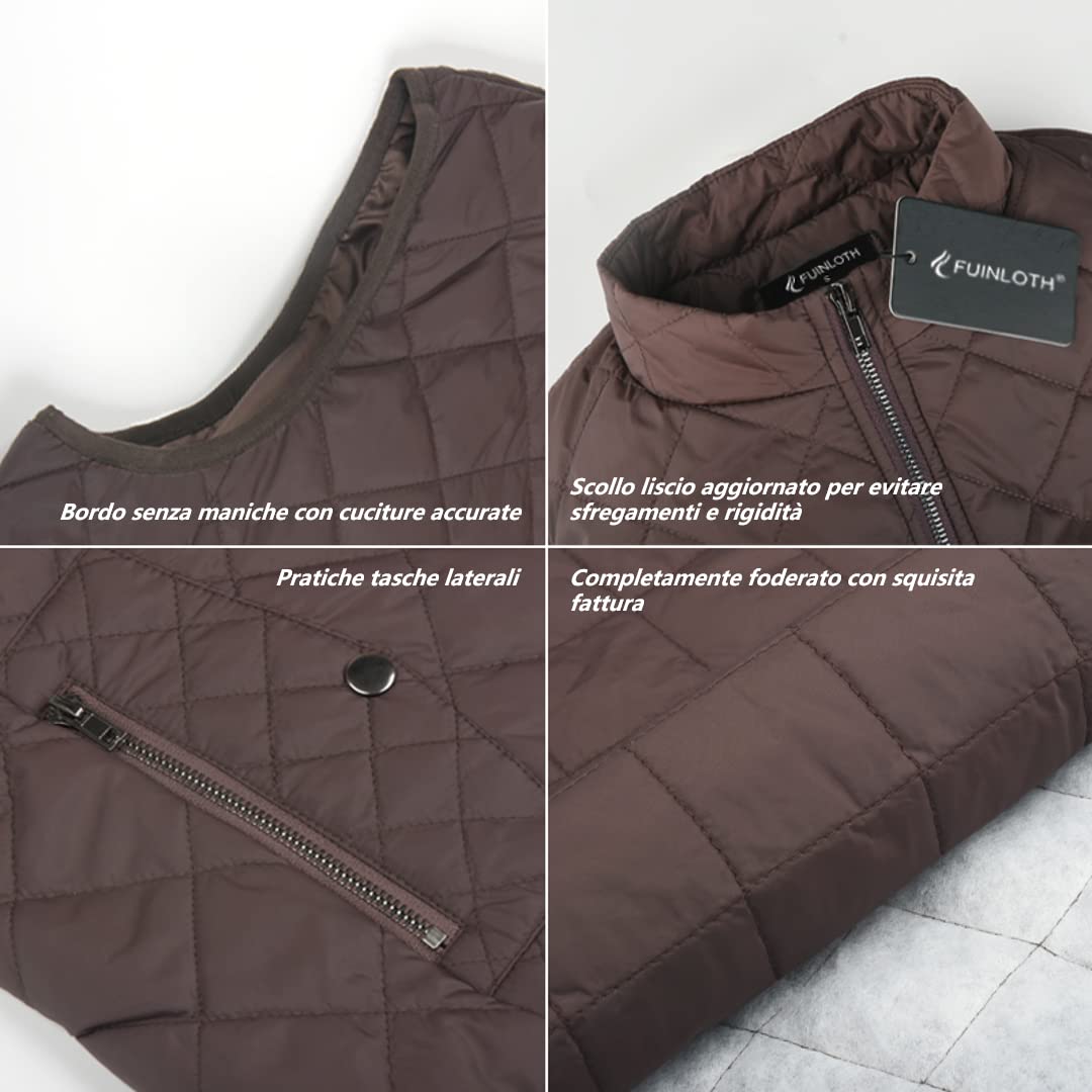 fuinloth Gilet Donna Smanicato Invernale Panciotto Dritto Collarei Giacche Ultraleggeri Senza Maniche Giacca con Tasca con Cerniera