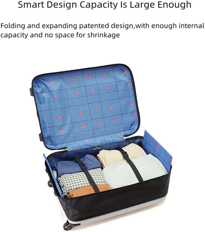 Foldable Travel Suitcase Scratch Resistance Carry On Luggage Lightweight and Durable Hard Case Luggage,White,20 inches1